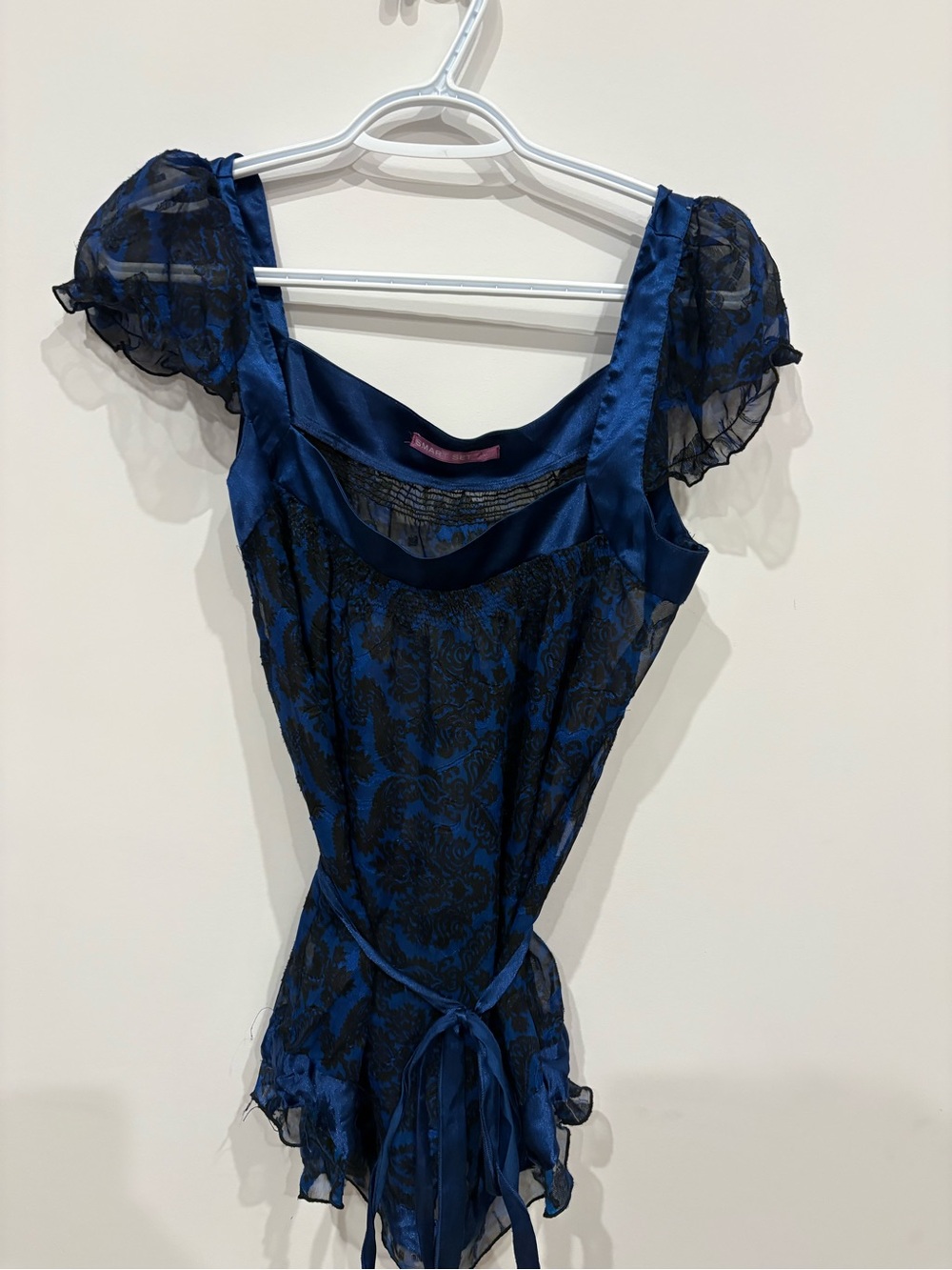 Sheer Blue with Puff Sleeves top